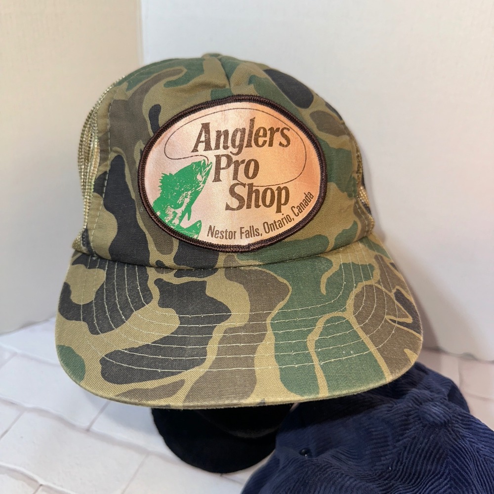 Vintage Hat Lot 3pc Anglers Pro Shop Camo Berkley Power Bait Pink Magna Corduroy - Picture 2 of 13